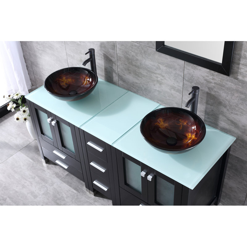 Latitude Run® Roode 60" Double Bathroom Vanity Set with Mirror